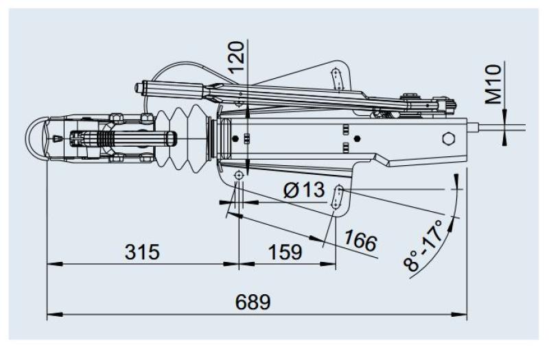 Preview: Auflaufeinrichtung AL-KO V 161 S Ausführung A (für  AL-KO Radbremse 1637, 2051)