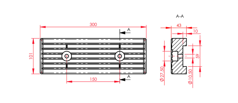 Preview: Gummiauflage 300 x 100 mm