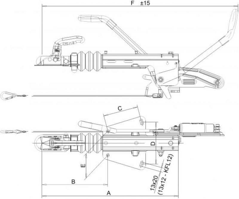 Knott Auflaufeinrichtung KF30-E mit Stützradkonsole