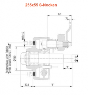 Preview: KNOTT Bremsstummel 255 x 55 mm rechts mit S-Nocken