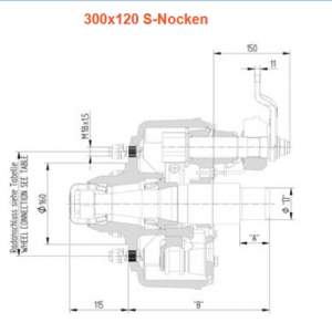 Preview: KNOTT Bremsstummel 300 x 120 mm rechts mit S-Nocken