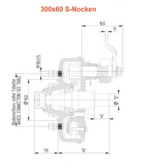Preview: KNOTT Bremsstummel 300 x 60 mm rechts mit S-Nocken
