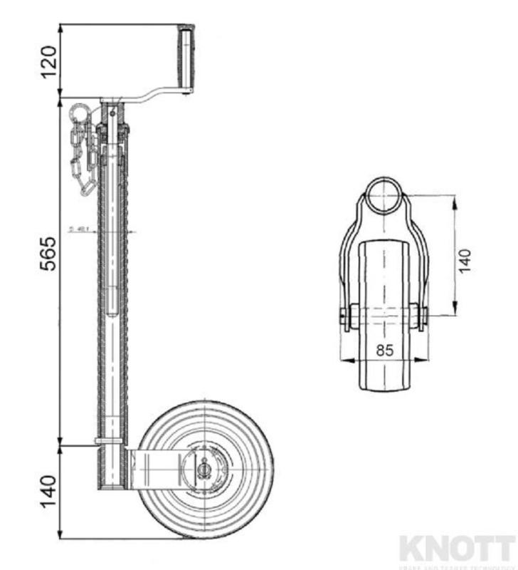 KNOTT Stützrad TK48 (Rohr gerippt, feuerverzinkt)