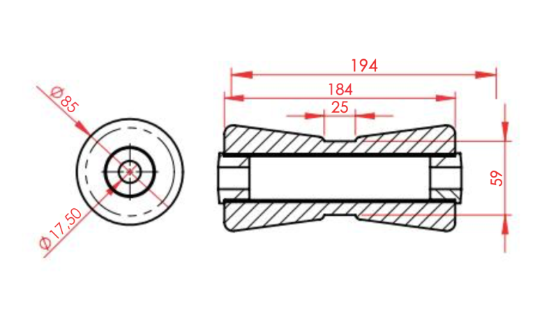 Kielrolle V-Form 195 mm