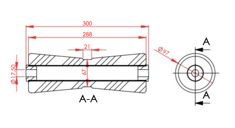 Kielrolle V-Form 300 mm